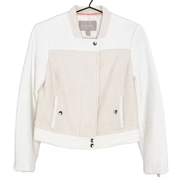 Banana Republic Beige Tan Moto Textured Zip  Jacket - Picture 1 of 14